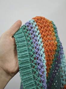 Women's Colorful Striped Spaghetti Strap Knit Dress For Vacation - Green - View 4