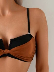 Sexy contrasterende gekleurde gedraaide bandeau bikiniset voor dames, zomer