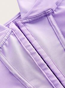 Sweetina Regata com Inserção de Tela Frontal de Gancho e Olho de Corselet Branco - Malva - Visão 3