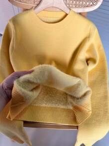 VaVaBold 新品圆领保暖长袖女式毛衣 - 黃色 - 查看 4