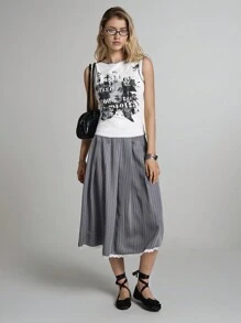 Easelle 女式白色针织字母与图案印花圆领背心