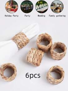 2-12 件天然葫芦编织餐巾环，手工制作的乡村农舍餐巾架，适合生日派对、感恩节、婚礼和圣诞节餐桌装饰