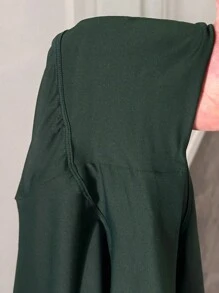 Slaydiva Nuevas mallas ajustadas de talla grande para mujer 2025 Curve con detalles retorcidos en color verde sólido, para uso casual/deportivo/al aire libre
