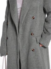 MUSERA Abrigo grande y sobrecrecido con acabado cepillado - Gris - Ver 5