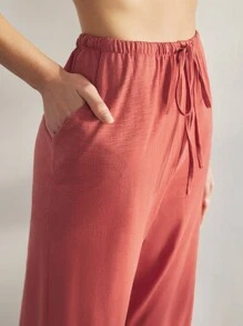 Ocili Ocili Leisure Women's Bamboo Fiber Soft Cotton Drawstring Waist Loose Pants, Sleepwear Bottoms