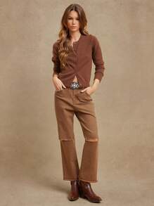 WESTFADE Cárdigan de punto con cuello redondo, botones delanteros y manga larga para uso en verano, para mujeres