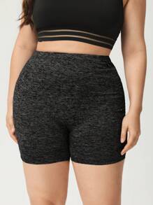 SHEIN EZwear 大码纯色基本款休闲紧身裤，日常穿着 - 黑與白 - 查看 3