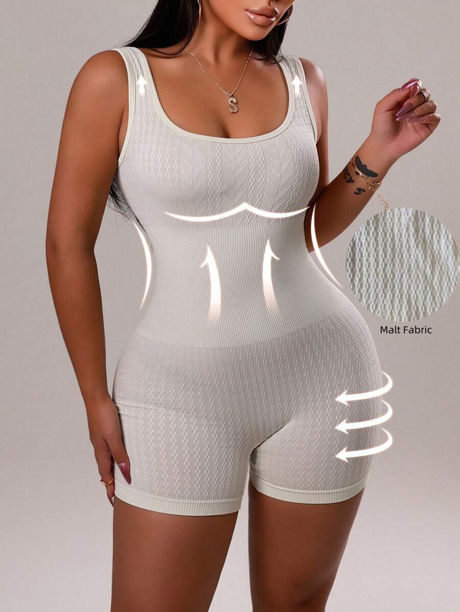 Zolique Seamless Knit Skinny Jumpsuit In Beige - Beige - View 1