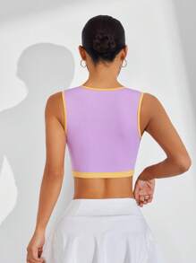 SHEIN Sport Studio Women's Simple Contrast Color Trim Short Sports Tank Top