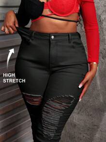 Slaydiva Pantalones vaqueros para mujer talla grande, sexy, ajustados y elásticos con rotos, pantalones vaqueros rojos, pantalones vaqueros para mujer apretados, pantalones vaqueros de mezclilla, pantalones vaqueros, jeggings, pantalones ajustados para mujer, pantalones elásticos, ropa de Navidad para mujer, pantalones de Navidad