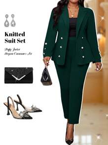 Fleurora Autumn And Winter Elegant Red Knitted Lapel Button Long Sleeve Plus Size Fluffy Coats