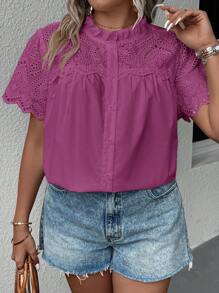 SHEIN Clasi Women Plus Size Floral Print Long Sleeve Ruffle Hem Casual Shirt