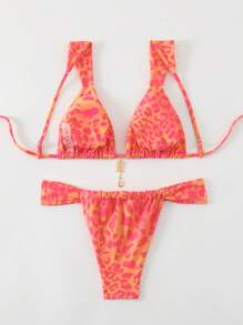 SHEIN Swim 2025 Spring Break Women Summer Beach Vacation Random Floral Print Bikini Set - Multicolor - View 2