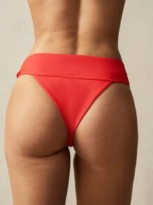 VARSIVA Women's Solid Color Casual Beach Bikini Bottom, For Summer Vacation - Red - View 6