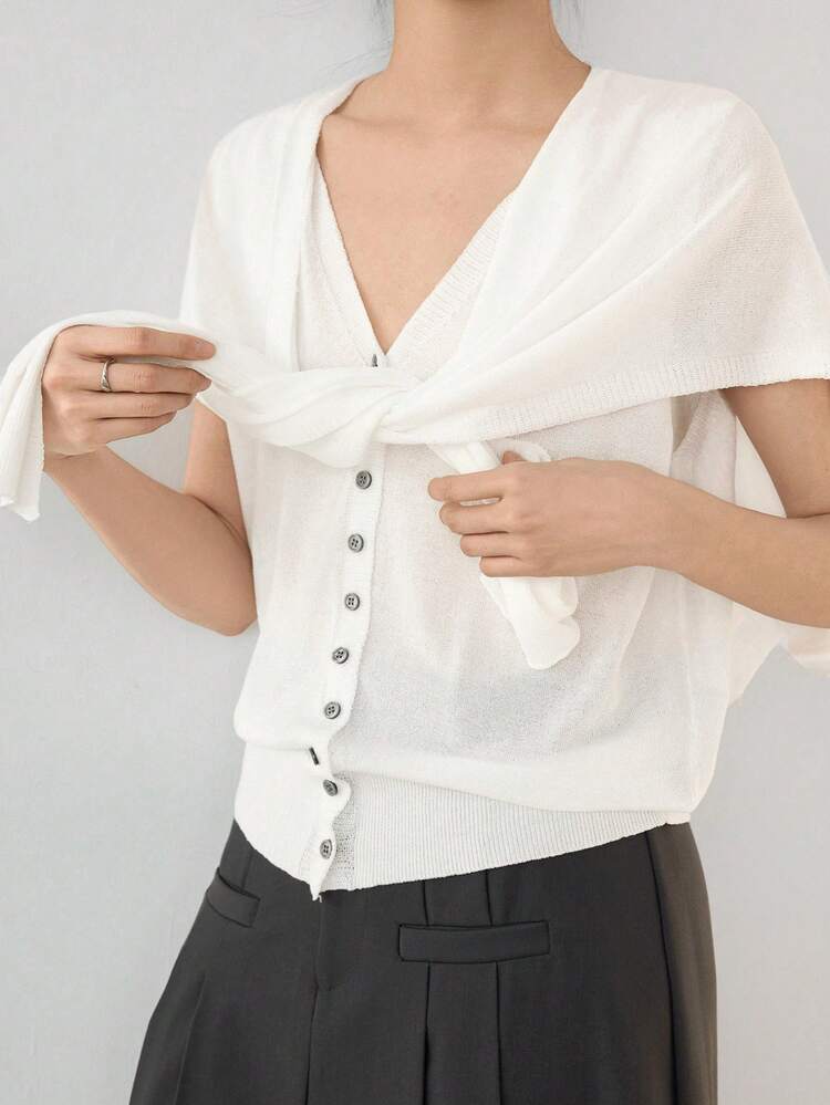 Women's Knitted Cardigan With Short Sleeves