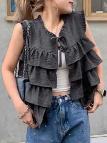FRIFUL Women's Ruffled Cardigan Jacket, Cute Summer Top, Adorable Blouse