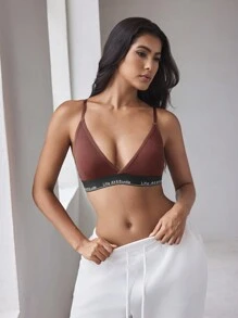 EasyFave 5pcs/Pack Women Minimalistic Letter Print Wireless Bras - Multicolor - View 4