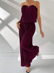 Firerie Bộ đồ lót ống rộng cổ chữ V thanh lịch màu xanh lá cây đậm đơn giản và trang nhã dành cho nữ - Màu Đỏ Sâu - Xem 6