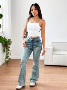 SHEIN EZwear Canottiera donna bianca in maglia lavorata a trama aperta sulla schiena - Bianco - Visualizzare 3