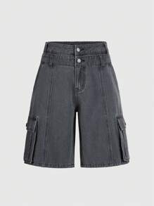 ROMWE MEN Street Life Casual multipocket denim shorts voor heren