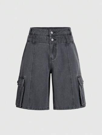 Street Life Shorts vaqueros informales con múltiples bolsillos para hombre