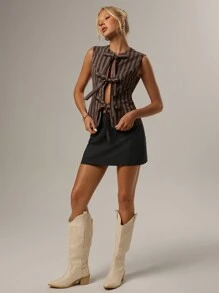 Forever 21 Jupe féérique pour le bureau et les déplacements, à col en V profond, sans manches et dos nu, nouveau style estival pour femmes - Noir - Voir 6