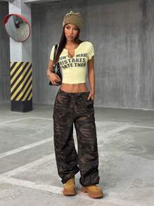 StreetHx Women's Small V-Neck Solid Color Letter Print Short Sleeve T-Shirt, Spring