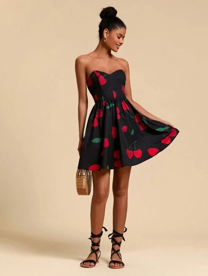 Travachic 心形印花休闲连衣裙，简约时尚，适合日常穿着