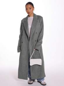 MUSERA Abrigo grande y sobrecrecido con acabado cepillado - Gris - Ver 1