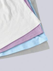 4-delige set met comfortabele camisole voor meisjes in effen kleur