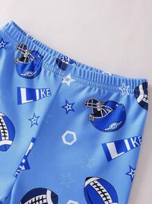 4pcs/Set Pakaian Olahraga Anak Laki-Laki Kasual Keren Motif Sepak Bola Atasan Lengan Pendek dan Celana Pendek Set Pakaian Olahraga - MultiWarna - View 5