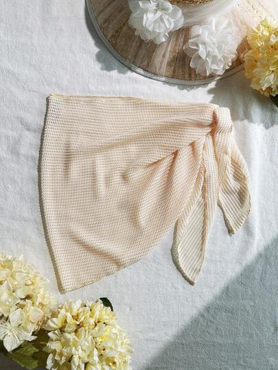 SHEIN Swim 女士常规纯色杏色罩衫裙，适合夏季海滩度假