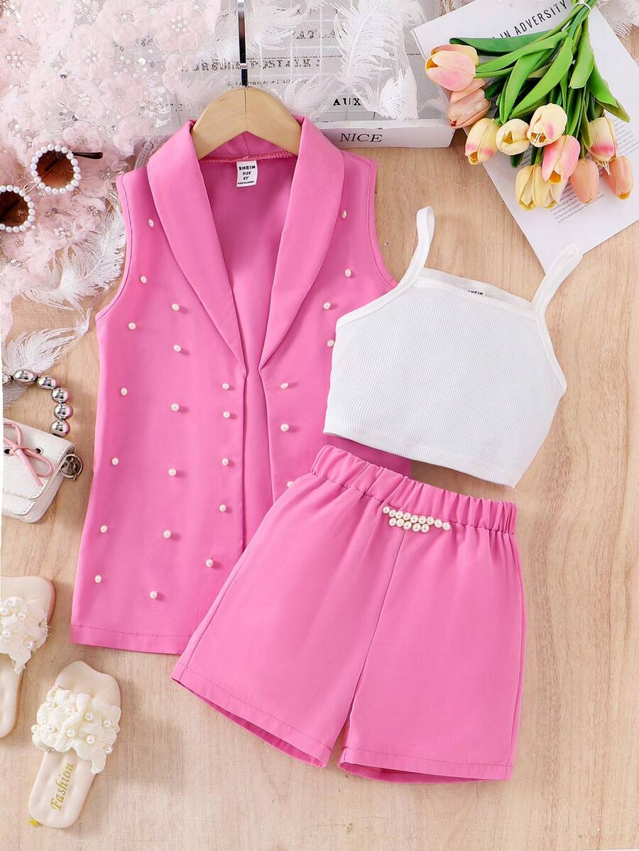 SHEIN 女童外套套装 - 粉色 - 查看 1