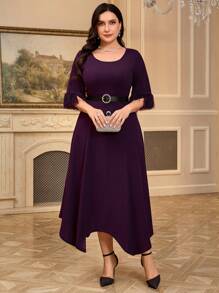 Modelyn Plus Size Casual Simple Stylish Dress, Suitable For Everyday Wear - Purple - View 5