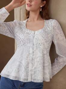 MOTF PREMIUM Top de peplum con estampado floral