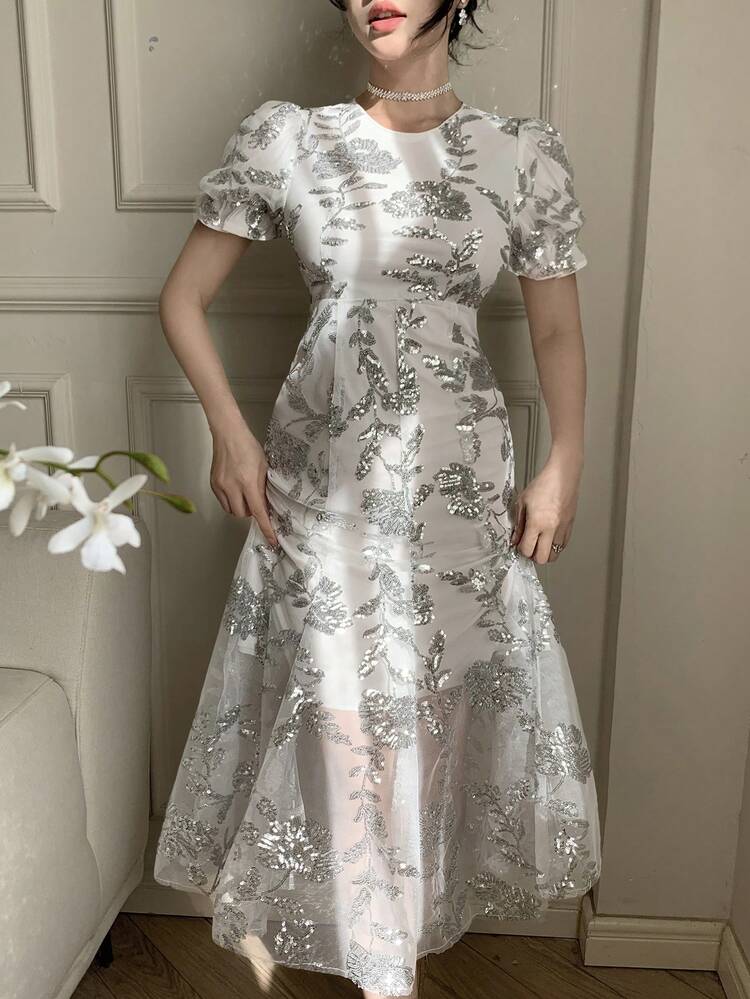 Women Mid-Length Casual Dress, Minimalist & Fashionable For Daily Wear Floral Summer Sundress Easter
