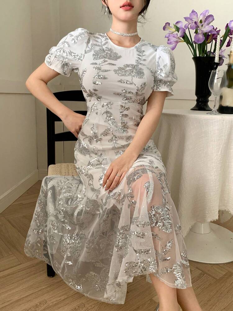 Women Mid-Length Casual Dress, Minimalist & Fashionable For Daily Wear Floral Summer Sundress Easter