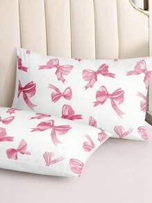 Bộ ga trải giường 3 món in kỹ thuật số họa tiết nơ hồng màu nước chủ đề Ngày Valentine (1 vỏ chăn + 2 vỏ gối, không bao gồm chăn bông), kiểu dáng dễ thương nữ tính, chất liệu polyester mềm mại, phù hợp sử dụng hàng ngày, thích hợp cho phòng ngủ/ký túc xá mọi mùa, trang trí nhà cửa lãng mạn, bộ ga trải giường thanh lịch. - Hồng - Xem 11