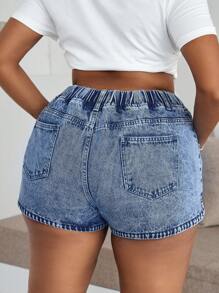 Dripcurv Pantalones cortos de mezclilla azules de talla grande, estilo ajustado informal