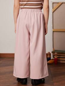 PrepCrw Young Girls' Pink Woven Wide Leg Elastic Waist Pants, Spring/Summer - Pink - View 2
