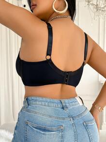 SHEIN 1pc Plus Size Women Lace Patchwork Underwire Bra, Comfortable - Multicolor - View 2