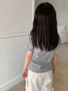 Dazy Kids Girl Casual Bow Print Short Sleeve T-Shirt,Girls Summer Outfits - Grey - View 4