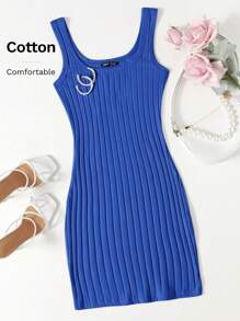 SHEIN Essnce Vestido ajustado tejido de canalé