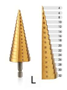 1PC HSS Step Cone Drill Bits Set, Hex Shank Step Drill (3-12/4-20/4-32mm) Titanium Bit Hole Cutter For DIY Wood, Metal, Stainless Steel, Sheet Metal - Yellow - View 4
