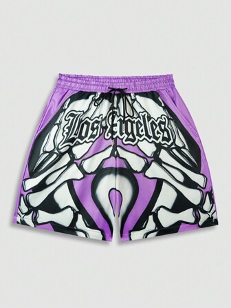 Street Life Men's Streetwear Printed Shorts, Suitable For Daily Wear Spring/Summer