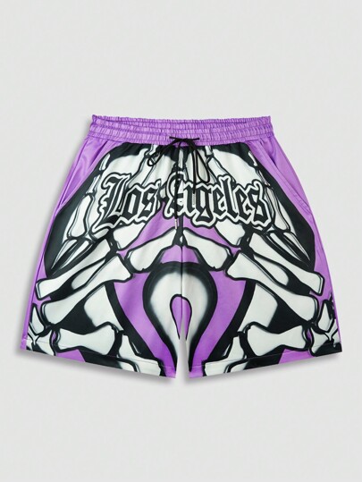 Street Life Men's Streetwear Printed Shorts, Suitable For Daily Wear Spring/Summer