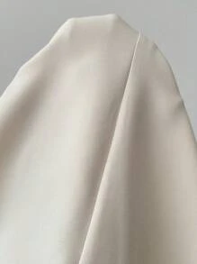 Chiquease 女士休闲通勤V领纽扣七分袖薄款西装外套，春夏款 - 杏色 - 查看 3