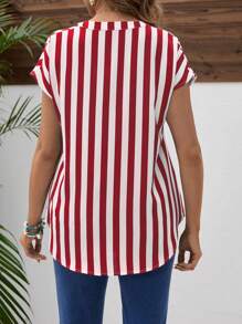 SHEIN Maternity Striped V-Neck Batwing Short Sleeve Blouse