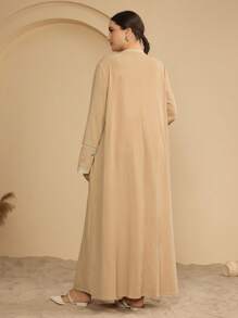 Graceveil Plus Size Women Embroidery Long Loose Casual Patchwork Lace Trim Arabic Style Pants Set - Apricot - View 2