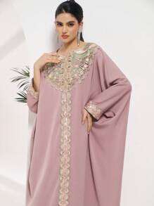 Al Najma Vestido maxi elegante y conservador árabe, abaya turca